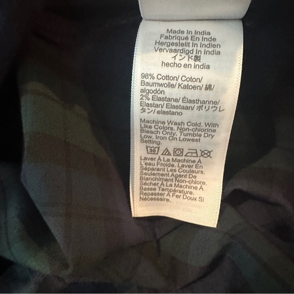 NWT J.Crew Factory Christmas Green Black Watch Plaid Poplin Button Down Shirt M - Picture 7 of 8